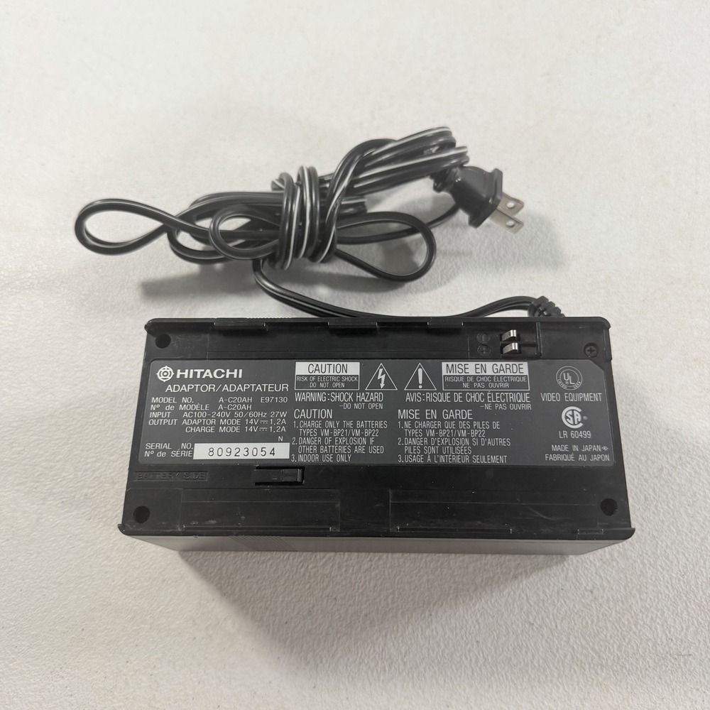 Hitachi A-CH20AH Camcorder Battery Charger Power Supply Adaptor TESTED WORKING